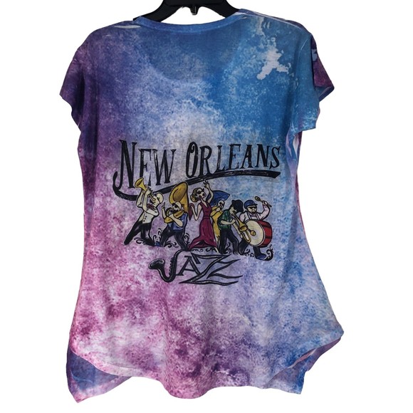 New Orleans Jazz Tye Dye Bling Tunic w/Asymmetrical Sharkbite Hem SZ 3X juniors - Picture 6 of 7